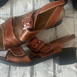 Joseph Seibel leather Velcro sling back sandals sz 10